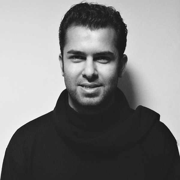 Black and white portrait of Amir Namvar
